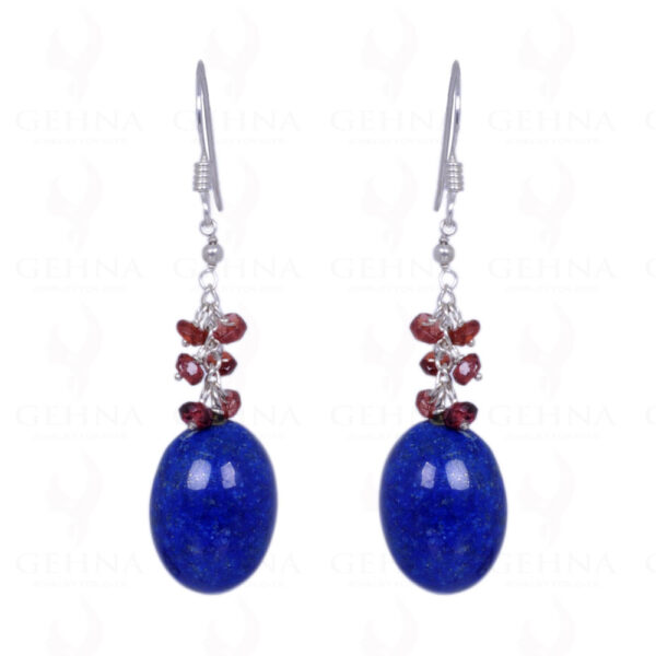 Lapis Lazuli & Red Garnet Gemstone Earrings Made In .925 Sterling Silver ES-1256