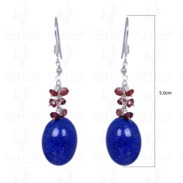 Lapis Lazuli & Red Garnet Gemstone Earrings Made In .925 Sterling Silver ES-1256