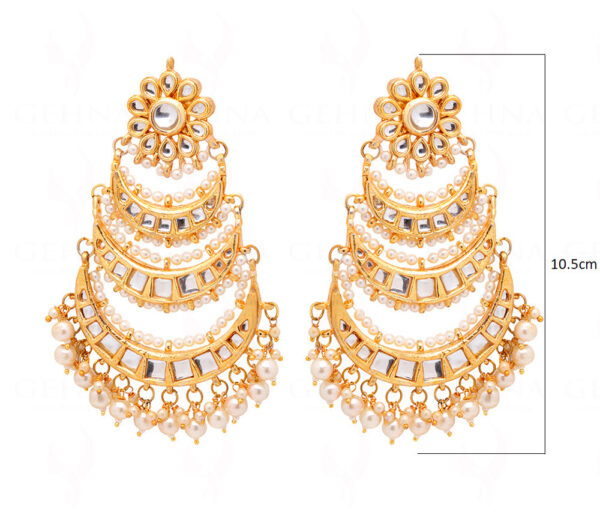 Traditional Pearls Beaded Gold Plated Dangle Earrings FE-1256