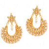 Pearl & White Topaz Studded Gold Plated Chandelier Earrings FE-1257