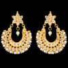 Pearl & White Topaz Studded Gold Plated Chandelier Earrings FE-1257