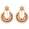 Pearl & White Topaz Studded Gold Plated Chandelier Earrings FE-1257