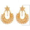 Pearl & White Topaz Studded Gold Plated Chandelier Earrings FE-1257
