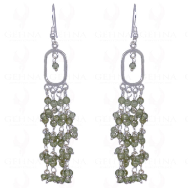 Peridot Round Cabochon Bead Earrings Made In .925 Sterling Silver ES-1258