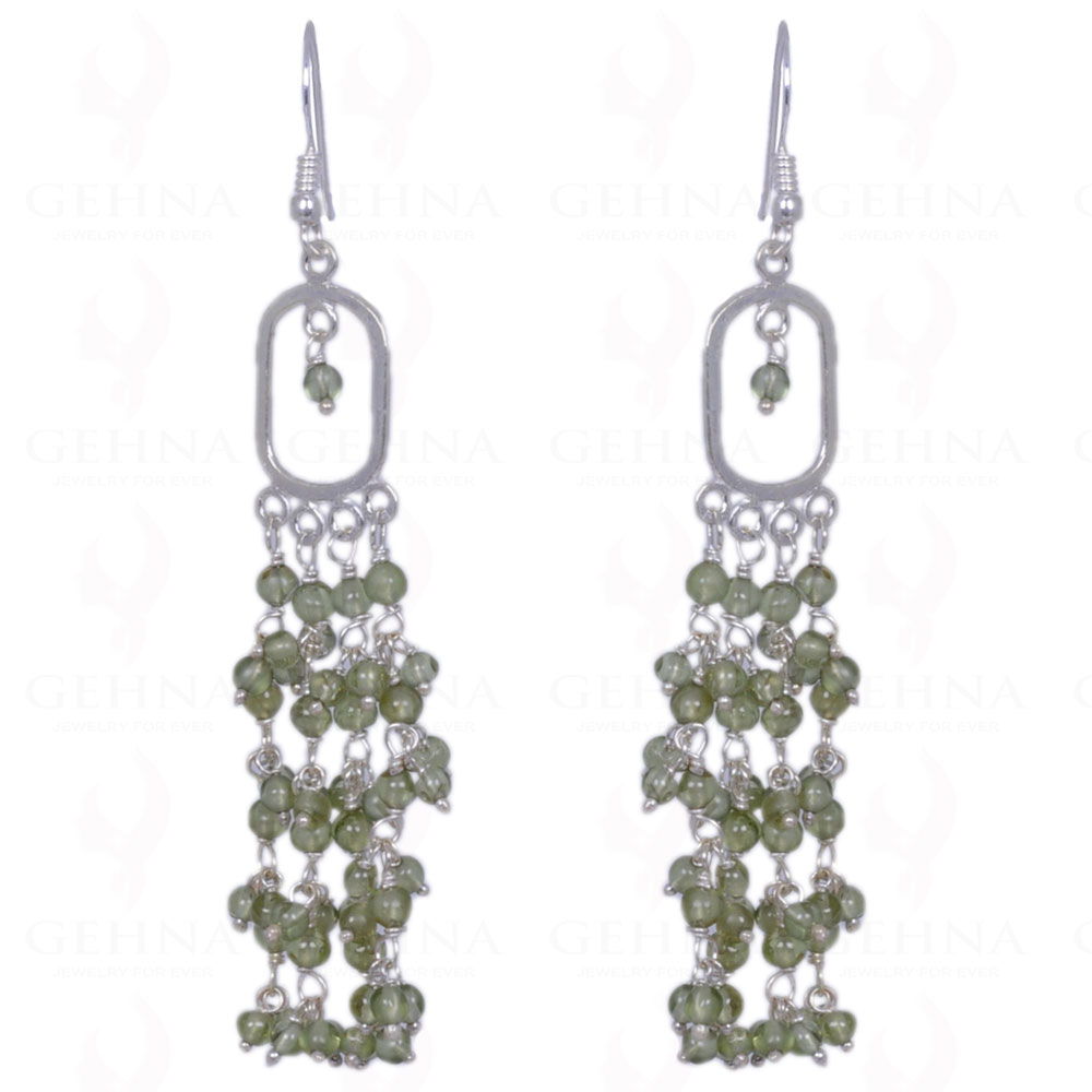 Peridot Round Cabochon Bead Earrings Made In .925 Sterling Silver ES-1258