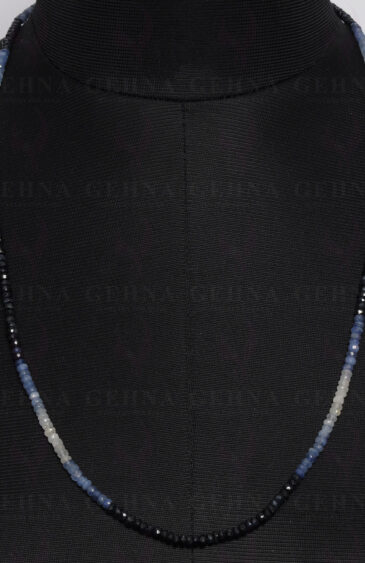 Blue Sapphire Shaded Gemstone Faceted Bead Necklace NP-1258