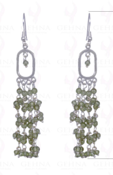 Peridot Round Cabochon Bead Earrings Made In .925 Sterling Silver ES-1258