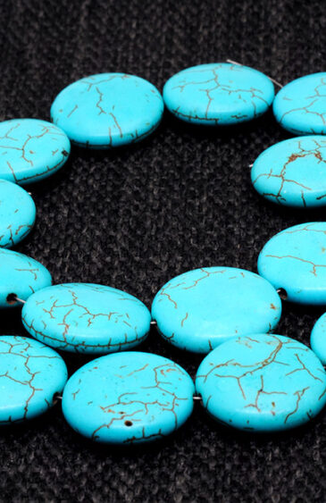 10 MM Turquoise Gemstone Button Shaped Bead Strand NS-1258