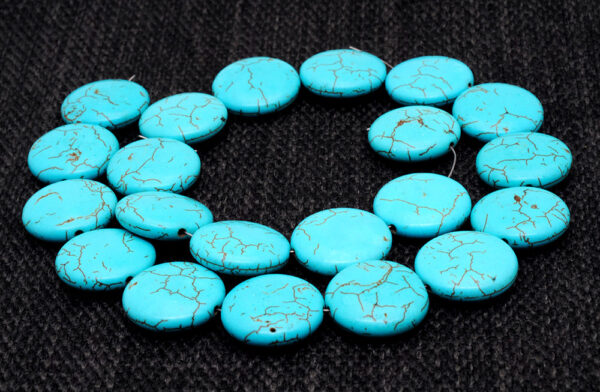 10 MM Turquoise Gemstone Button Shaped Bead Strand NS-1258