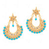 White Sapphire & Turquoise Studded Half Moon Shape Earrings FE-1259