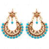 White Sapphire & Turquoise Studded Half Moon Shape Earrings FE-1259