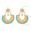 White Sapphire & Turquoise Studded Half Moon Shape Earrings FE-1259