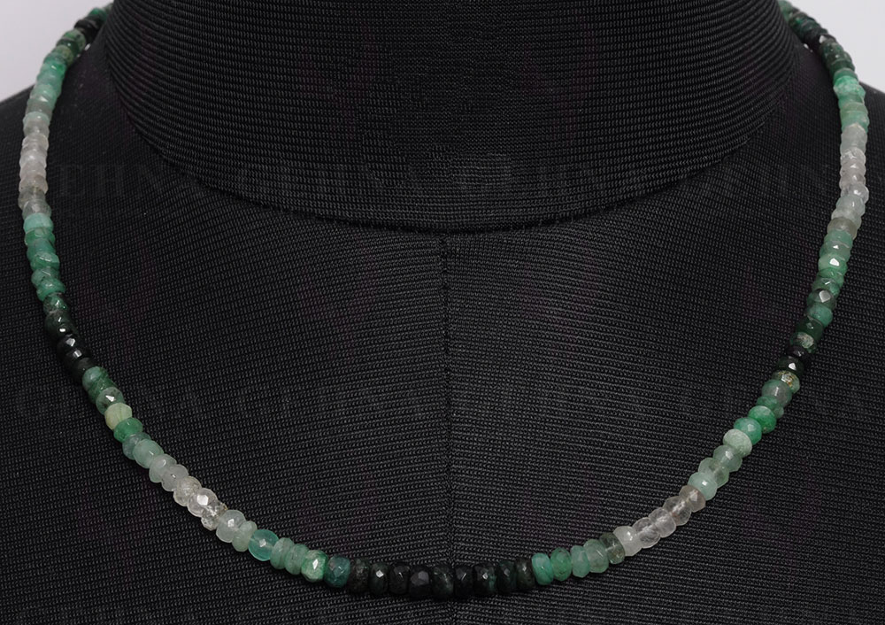 Emerald Shaded Gemstone Faceted Bead Necklace NP-1260