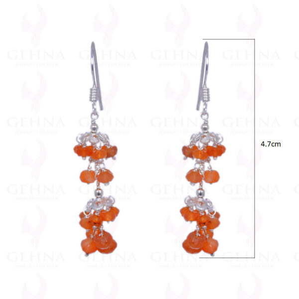 Carnelian Gemstone Faceted Bead Earrings Made In .925 Solid Silver ES-1260