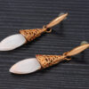 White Moon Dangle Pearl Elegant Pair Of Earrings FE-1260
