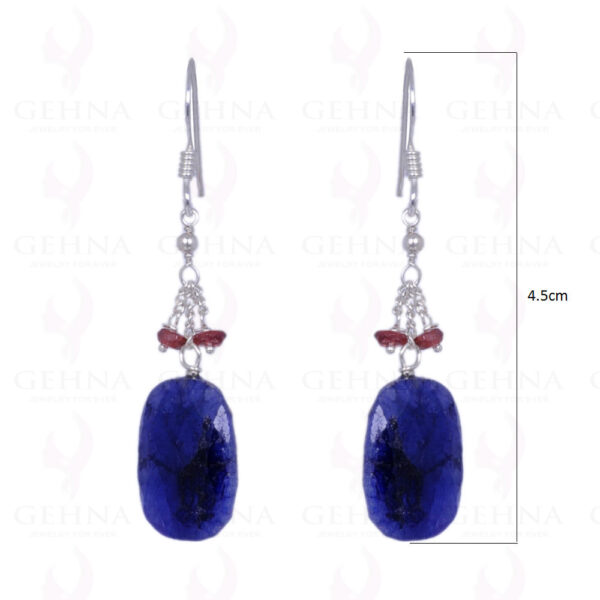 Blue Sapphire & Red Garnet Gemstone Earrings Made In .925 Solid Silver ES-1261