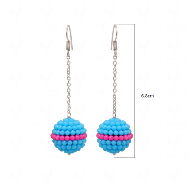 Turquoise & Pink Color Bead Studded Elegant Pair Of Earrings FE-1261