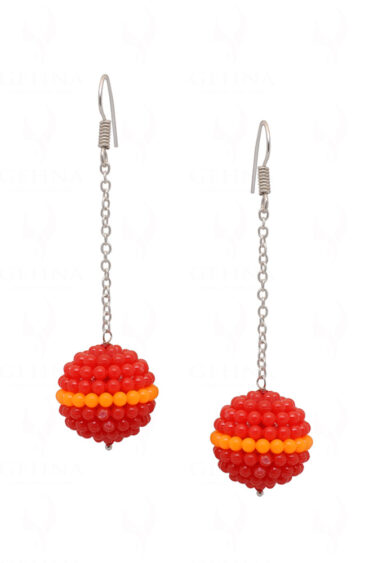 Ruby Color Bead Studded Elegant Pair Of Earrings FE-1262