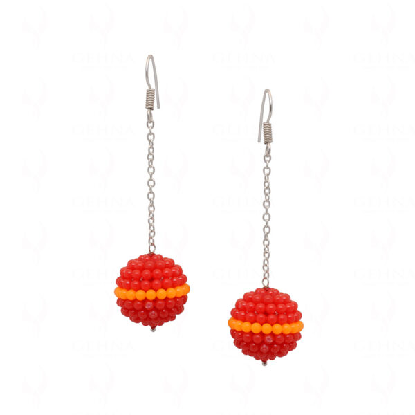 Ruby Color Bead Studded Elegant Pair Of Earrings FE-1262