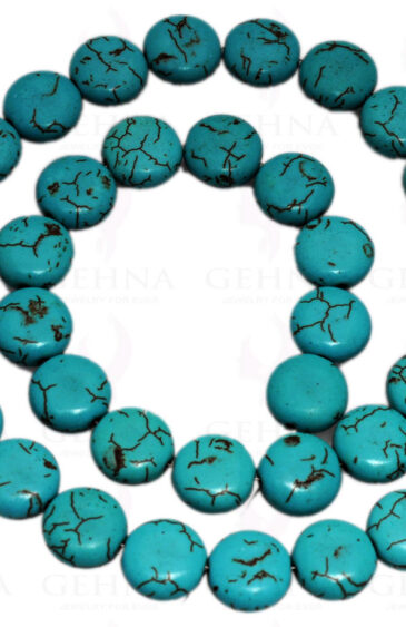 12 MM Turquoise Gemstone Button Shaped Bead Strand NS-1262