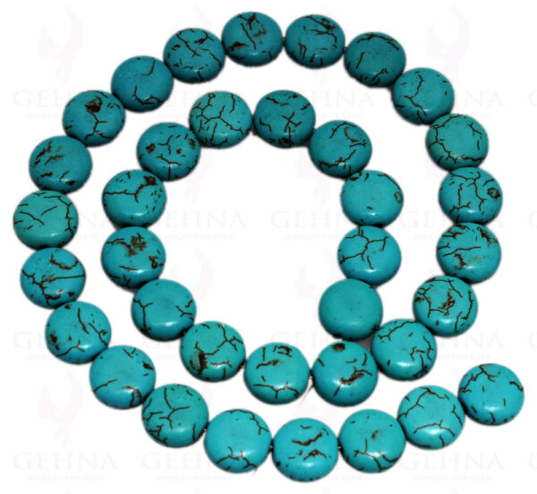 12 MM Turquoise Gemstone Button Shaped Bead Strand NS-1262