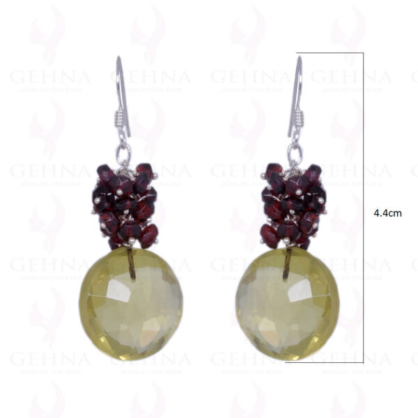 Lemon Topaz & Red Garnet Gemstone Earrings Made In .925 Solid Silver ES-1262