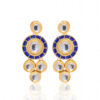 White Topaz Stone With Blue Enamel Work Gold Plated Earrings FE-1263