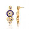 White Topaz Stone With Blue Enamel Work Gold Plated Earrings FE-1263