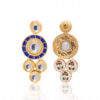 White Topaz Stone With Blue Enamel Work Gold Plated Earrings FE-1263