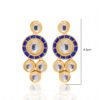White Topaz Stone With Blue Enamel Work Gold Plated Earrings FE-1263