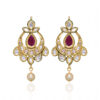 Ruby, Pearl & Topaz Studded Gold Plated Earrings FE-1264