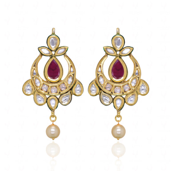 Ruby, Pearl & Topaz Studded Gold Plated Earrings FE-1264