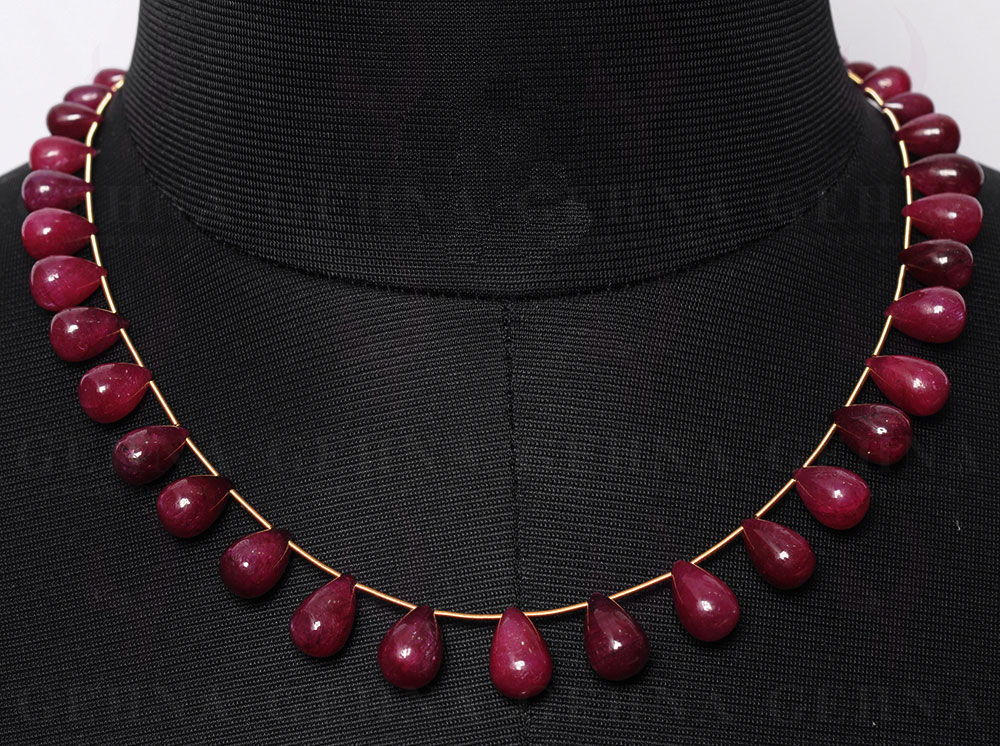 Ruby Drops Shaped Gemstone Necklace NP-1264