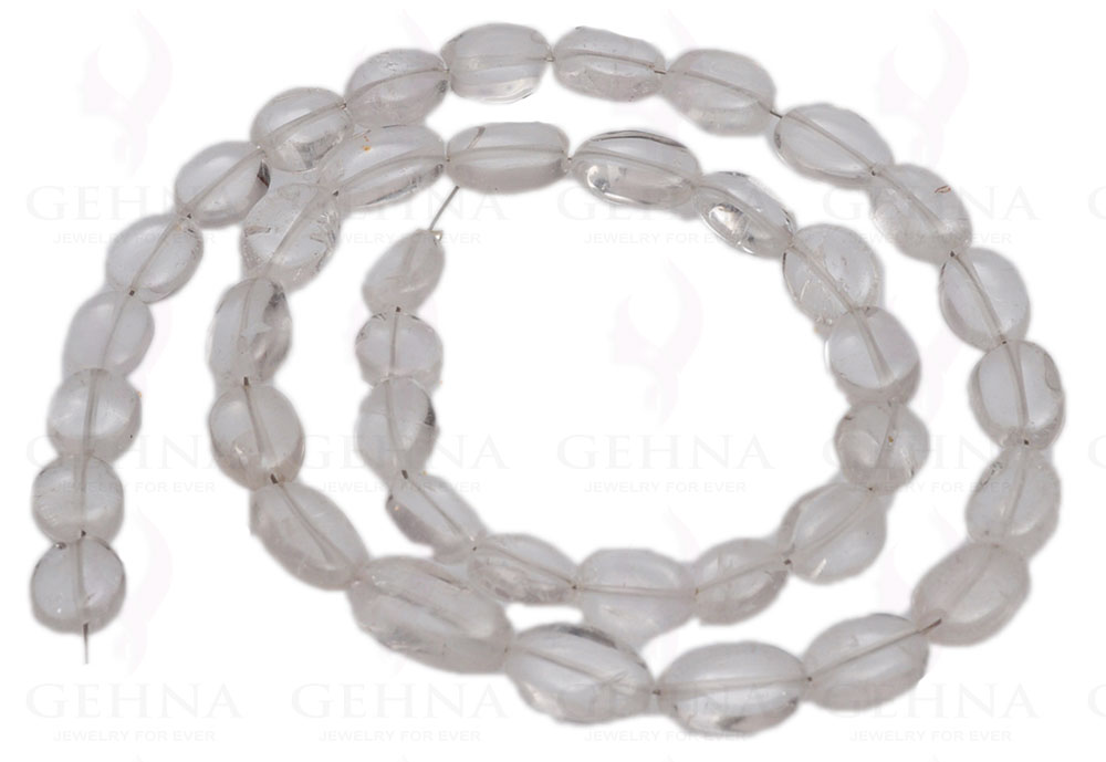 Rock-Crystal Gemstone Oval Shaped Cabochon Bead Strand NS-1264