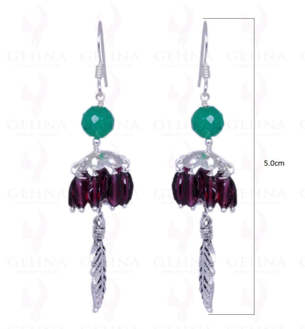 Green Onyx & Red Garnet Gemstone Earrings Made In .925 Solid Silver ES-1264