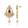 Ruby, Pearl & Topaz Studded Gold Plated Earrings FE-1264