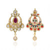 Ruby, Pearl & Topaz Studded Gold Plated Earrings FE-1264