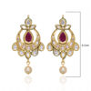 Ruby, Pearl & Topaz Studded Gold Plated Earrings FE-1264