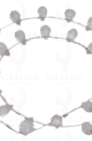 Rock-Crystal Gemstone Drop Shaped Faceted Bead Strand NS-1265