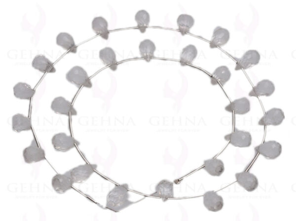 Rock-Crystal Gemstone Drop Shaped Faceted Bead Strand NS-1265