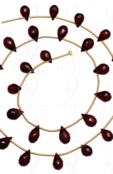 Red Garnet Gemstone Drop Shaped Faceted Bead Strand NS-1267