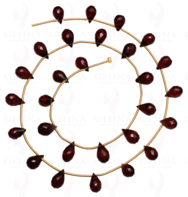 Red Garnet Gemstone Drop Shaped Faceted Bead Strand NS-1267