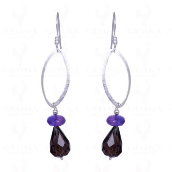 Amethyst & Smoky Topaz Gemstone Earrings Made In .925 Solid Silver ES-1269