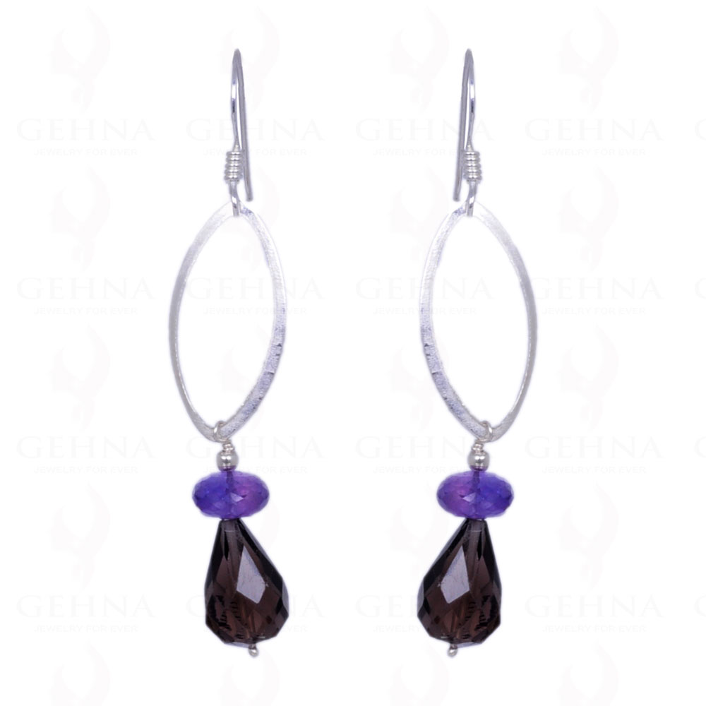 Amethyst & Smoky Topaz Gemstone Earrings Made In .925 Solid Silver ES-1269