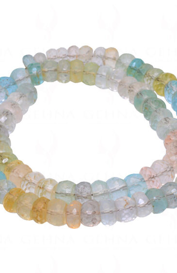 Multi Color Aquamarine Gemstone Round Faceted Bead Strand Necklace NS-1269