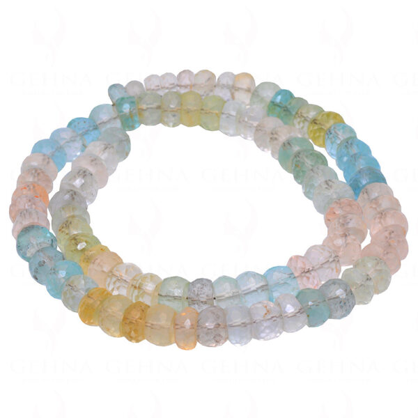 Multi Color Aquamarine Gemstone Round Faceted Bead Strand Necklace NS-1269