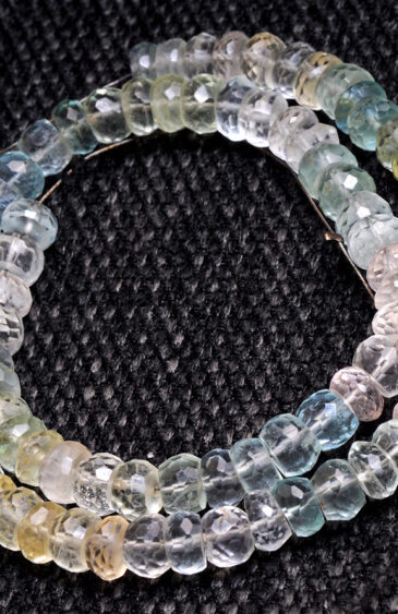 Multi Color Aquamarine Gemstone Round Faceted Bead Strand Necklace NS-1269