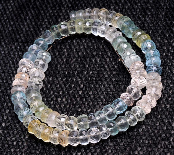 Multi Color Aquamarine Gemstone Round Faceted Bead Strand Necklace NS-1269