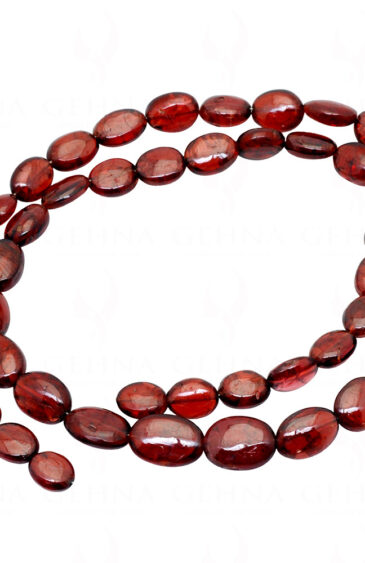 Red Garnet Gemstone Oval Shaped Cabochon Bead Strand Necklace NS-1270