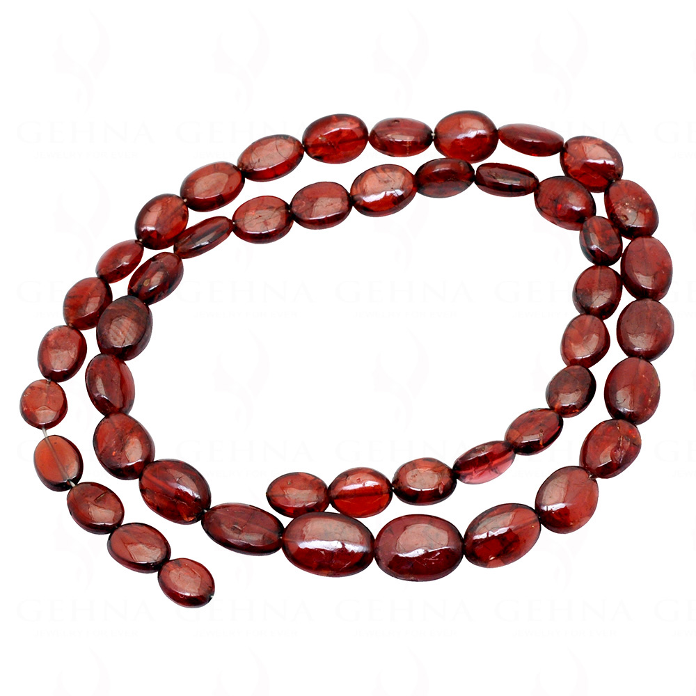 Red Garnet Gemstone Oval Shaped Cabochon Bead Strand Necklace NS-1270